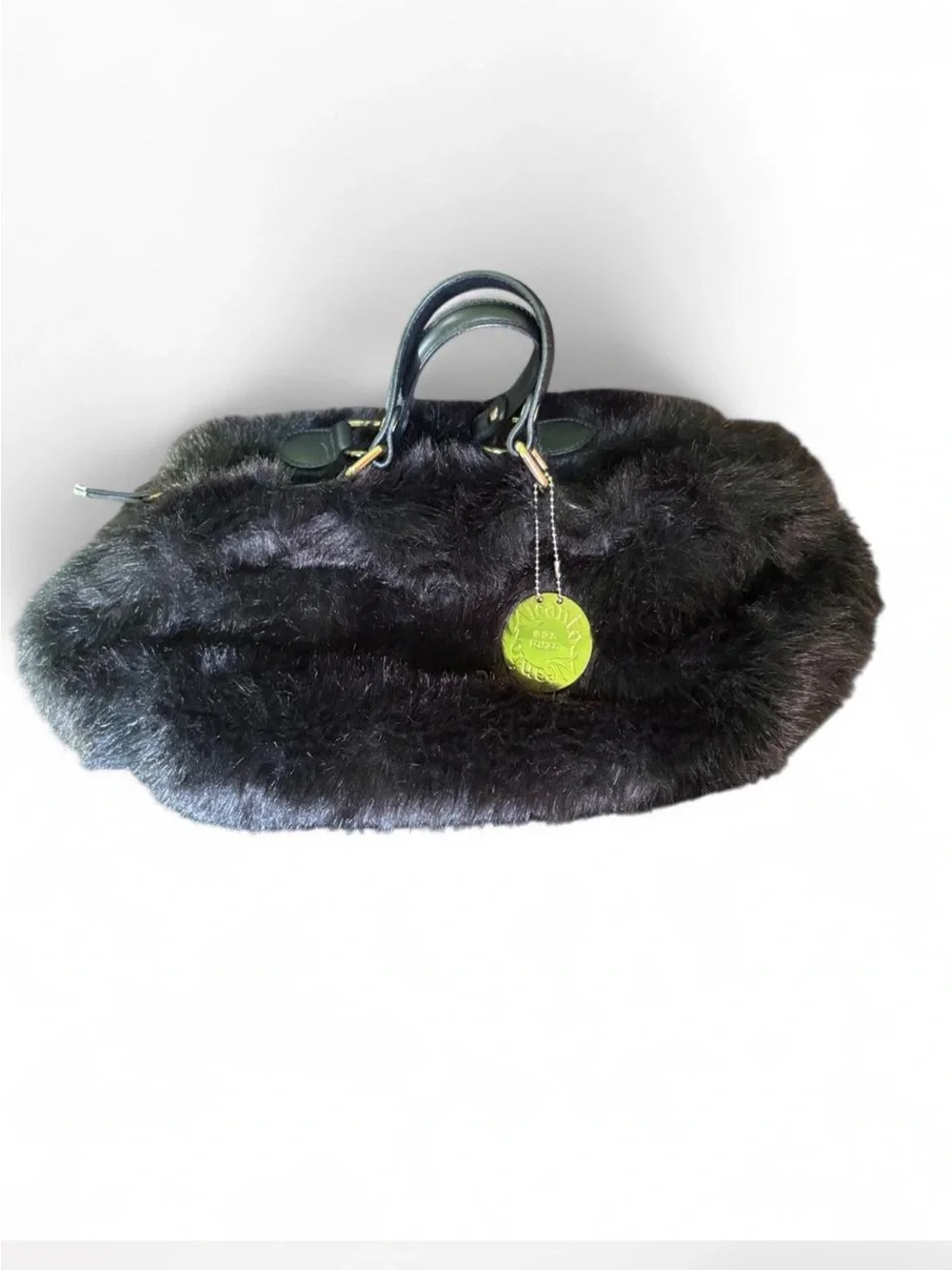Mob Wife aesthetic Aleonto Collezioni Italian Faux Fur handbag purse Y2K style